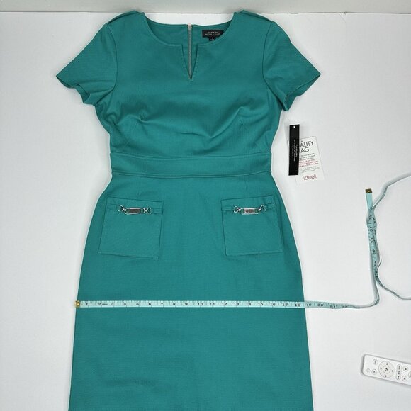 Tahari‎ Women's NWT Turquoise Linny Business Career Shift Dress 4/C34 - Picture 11 of 16